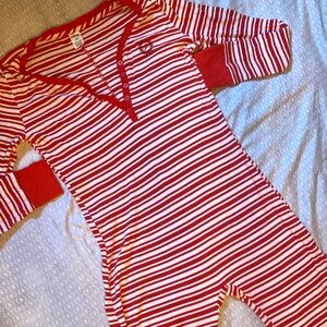 Red and White Striped Women One Piece